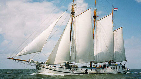Three mast clipper Elizabeth on sailing trip in the Netherlands
