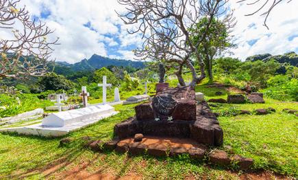 Paul Gauguin's grave at Calvary Cemetery, Hiva Oa, French Polynesia, Aranui Excursions
