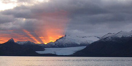 Sunset views during Antarctica travel 