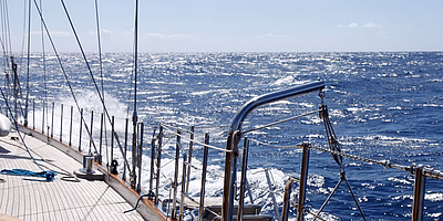 Ocean view from the deck of SV Chronos on sailing trip