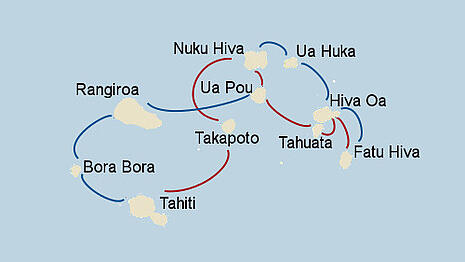 South pacific Islands Freighter travel route with the Aranui 5