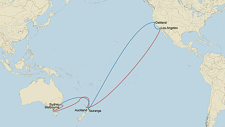 Frachtschiff-Rundreise via Auckland, Los Angeles oder Sydney 