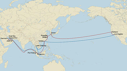 Frachtschiffreise - Route: USA - China - Thailand 