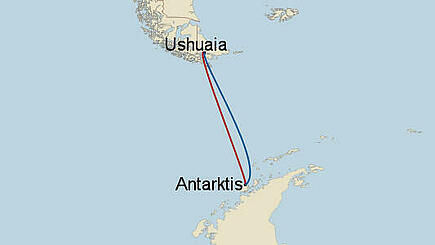 Antarktis Expeditionsreise Route ab Ushuaia
