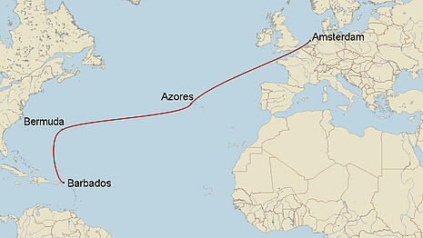 Sailing tour route Europe-Caribbean