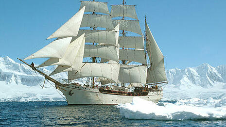 Sailing ship Bark Europa on Antarctic cruise